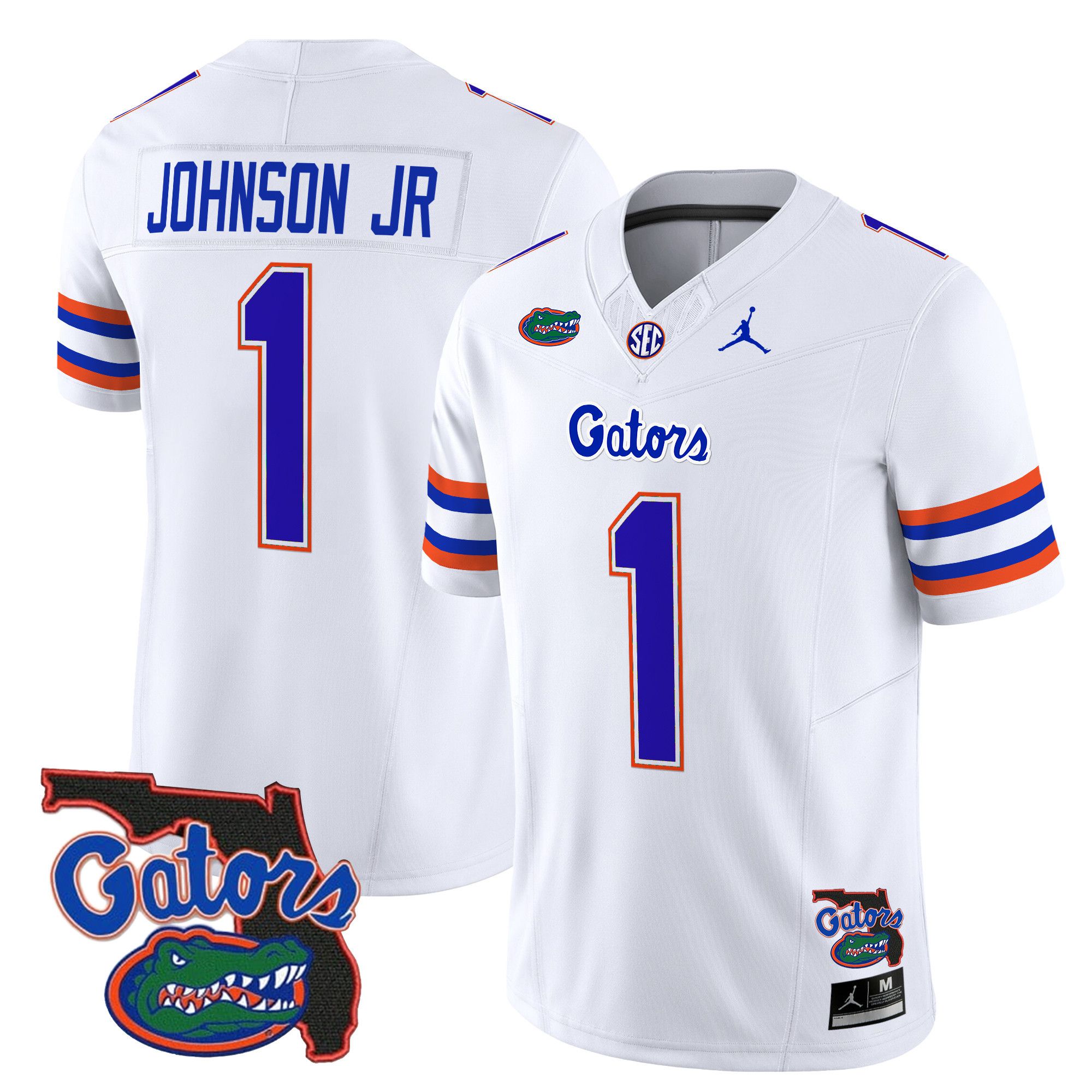 Men Florida Gators #1 Johnson jr White 2024 Florida Patch Vapor Limited NCAA Jersey->ncaa teams->NCAA Jersey